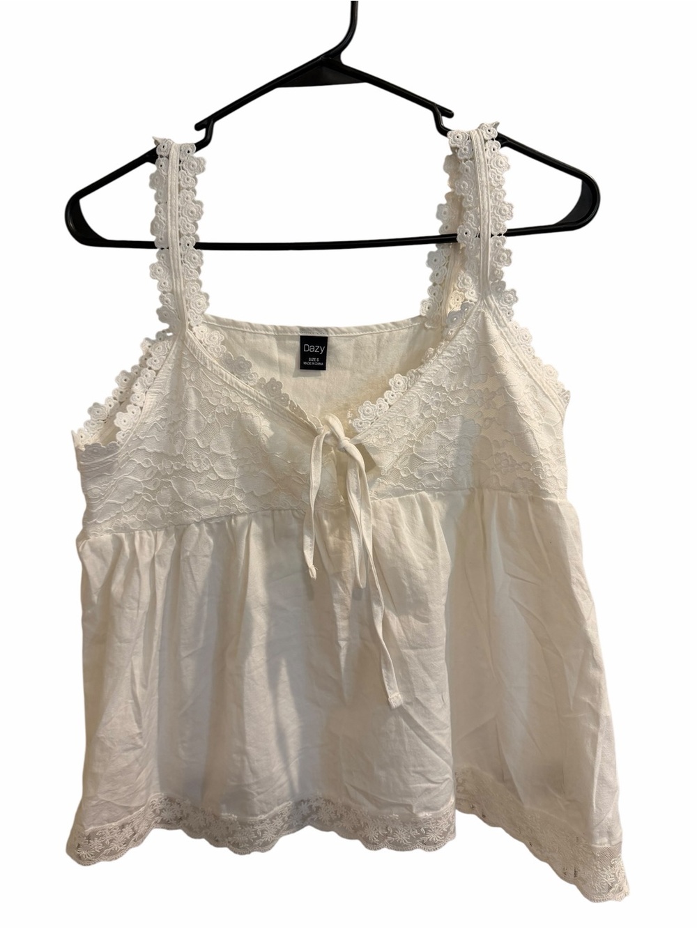 Women's Cream Lace Trim Sleeveless Top